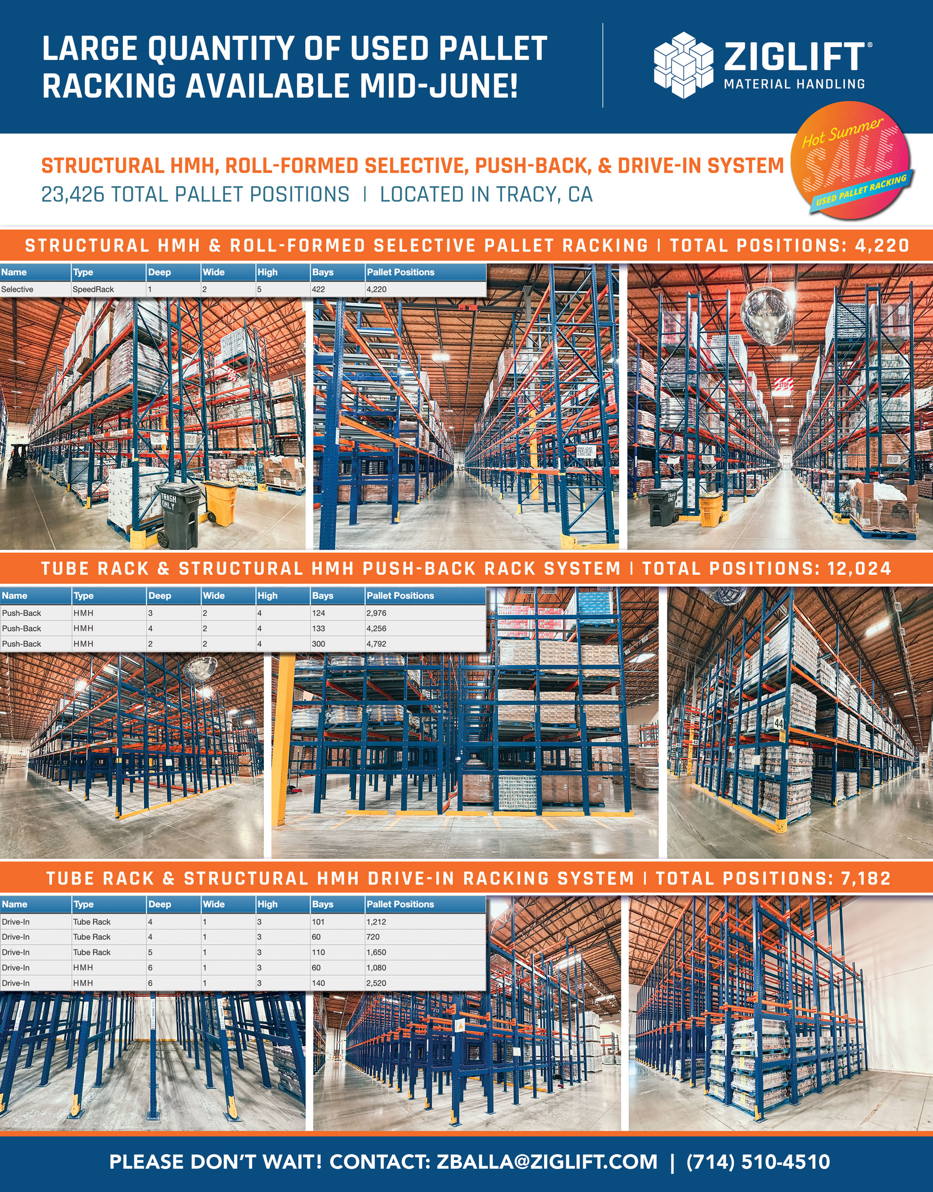 LARGE QUANTITY OF USED PALLET RACKING FOR SALE!
